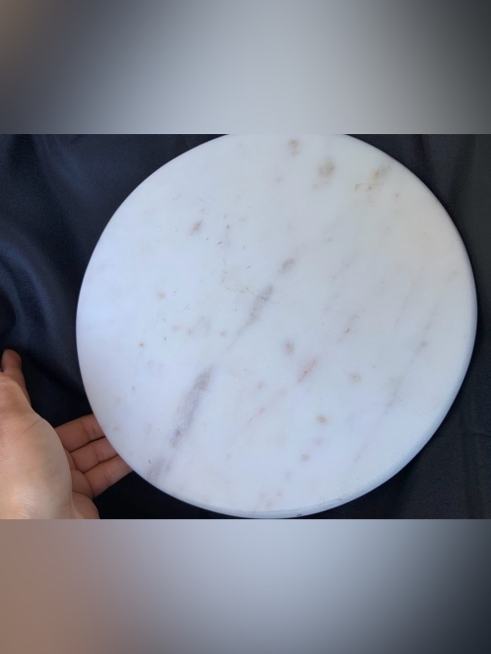 Creative Co-Op White Marble Round Accent Tray with Subtle Brown Veining